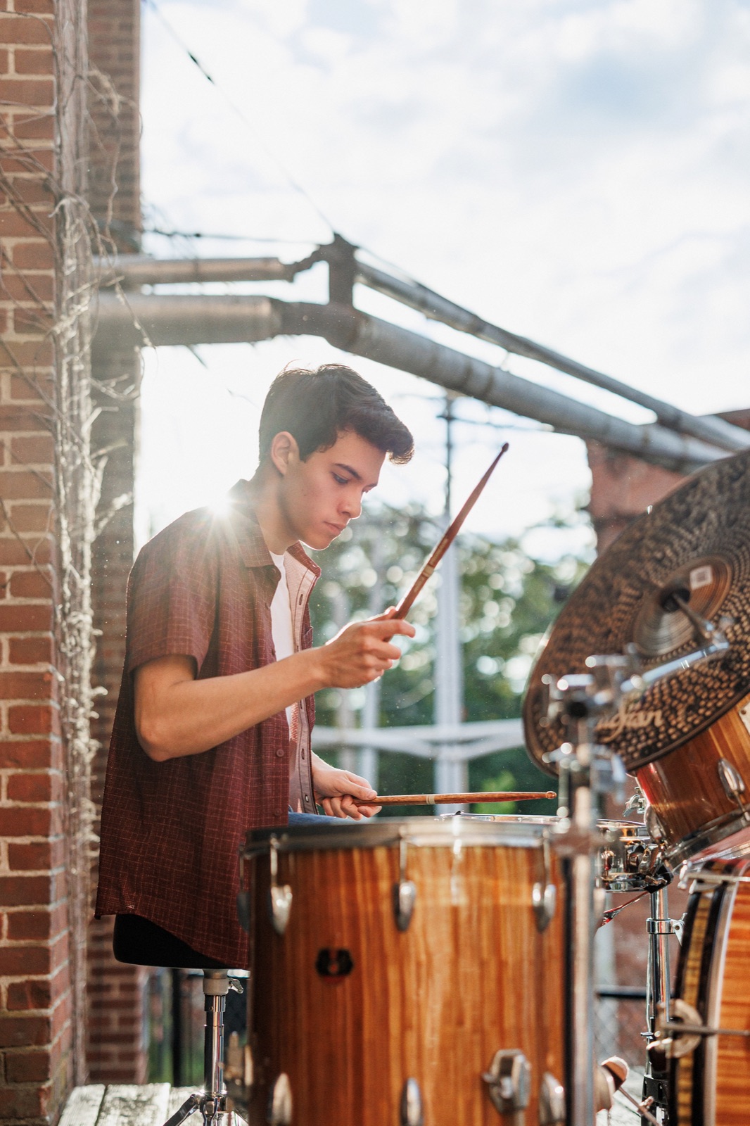 Connor Lin playing the drums